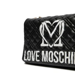 Borsa a Spalla e a Tracolla LOVE MOSCHINO linea Logo Quilt Nero