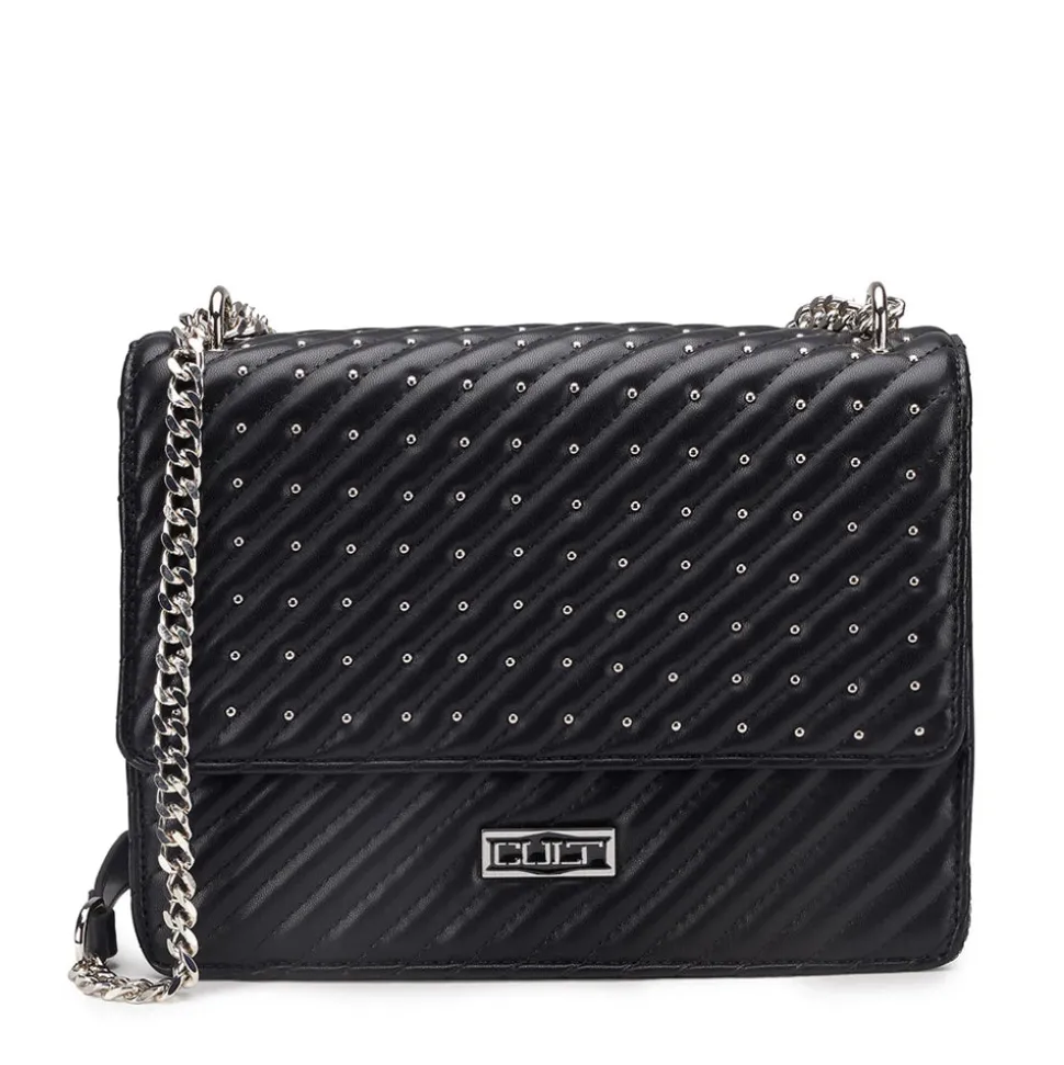 Borsa a Spalla e Tracolla CULT linea Bessie Nera con Borchie