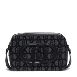 Borsa a Tracolla Doppio Scomparto LIU JO in Tessuto Jacquard Nero con Logo All Over