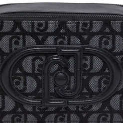 Borsa a Tracolla Doppio Scomparto LIU JO in Tessuto Jacquard Nero con Logo All Over