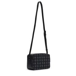 Borsa a Tracolla Doppio Scomparto LIU JO in Tessuto Jacquard Nero con Logo All Over