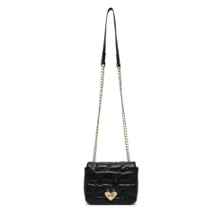 Borsa a Tracolla LOVE MOSCHINO Nera con Logo Ricamato All Over