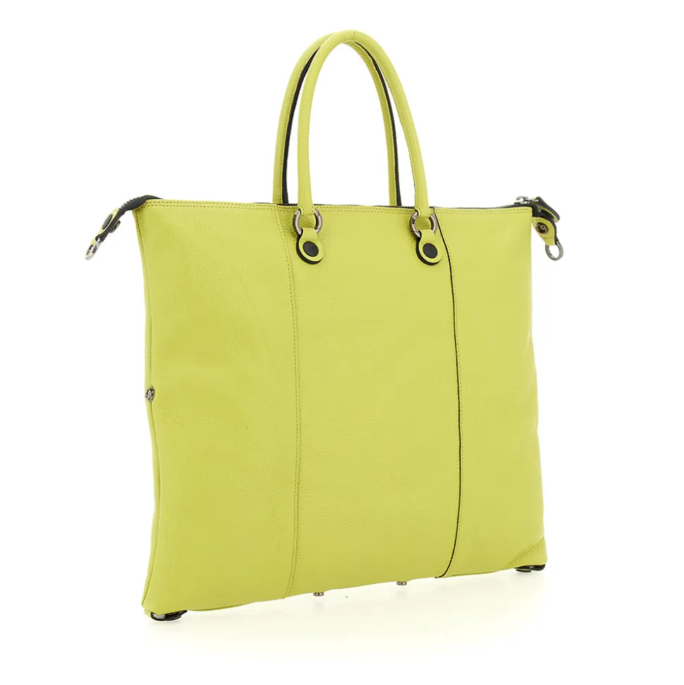 Borsa Donna a Mano con Tracolla GABS G3 PLUS Large in Pelle Martellata Verde Papiro