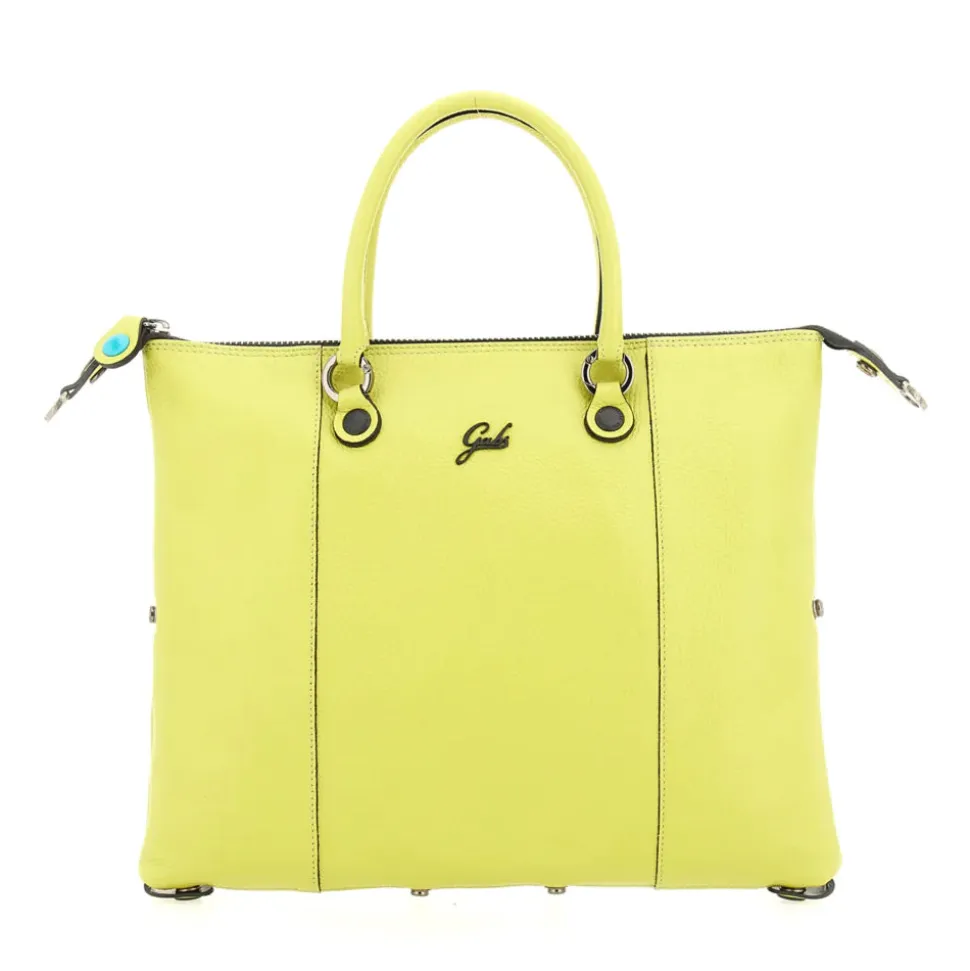 Borsa Donna a Mano con Tracolla GABS G3 PLUS Medium in Pelle Martellata Verde Papiro