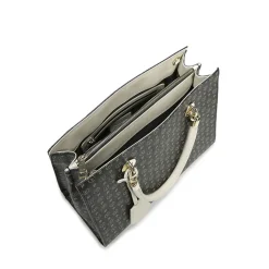 Borsa Donna a Mano con Tracolla POLLINI linea Heritage Logo Classic Nero e Avorio
