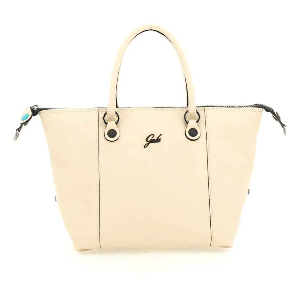 Borsa Donna a Mano con Tracolla GABS G3 PLUS Medium in Pelle Martellata Beige Ecru