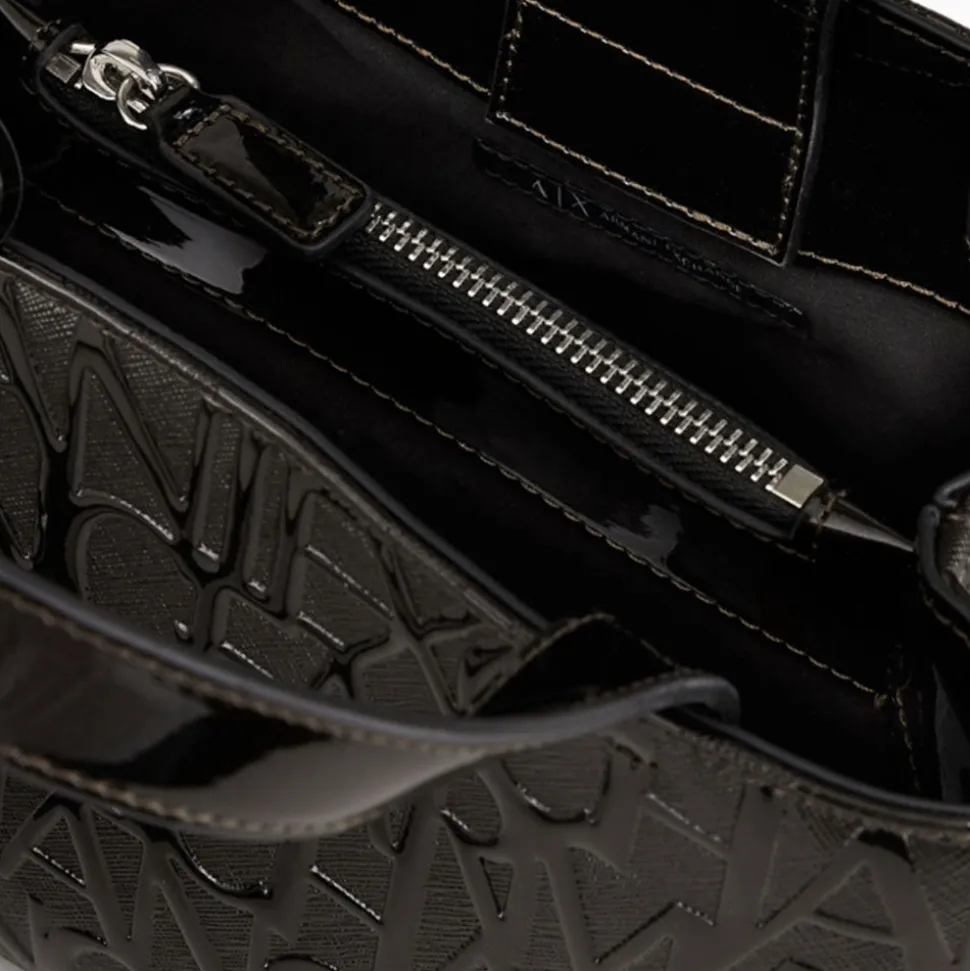 Borsa Donna a Mano Con Tracolla ARMANI EXCHANGE colore Nero Lucido Misura Piccola