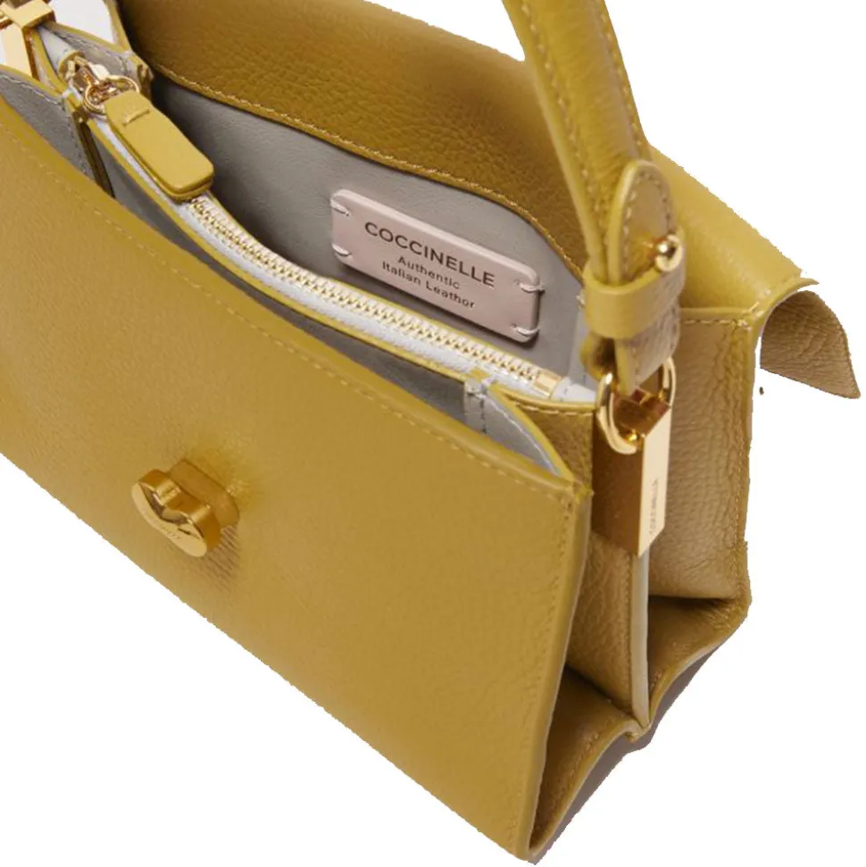 Borsa Donna a Mano con Tracolla COCCINELLE in Pelle linea Binxie Small colore Citronella