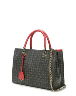 Borsa Donna a Mano con Tracolla POLLINI linea Heritage Logo Classic Nero e Lacca