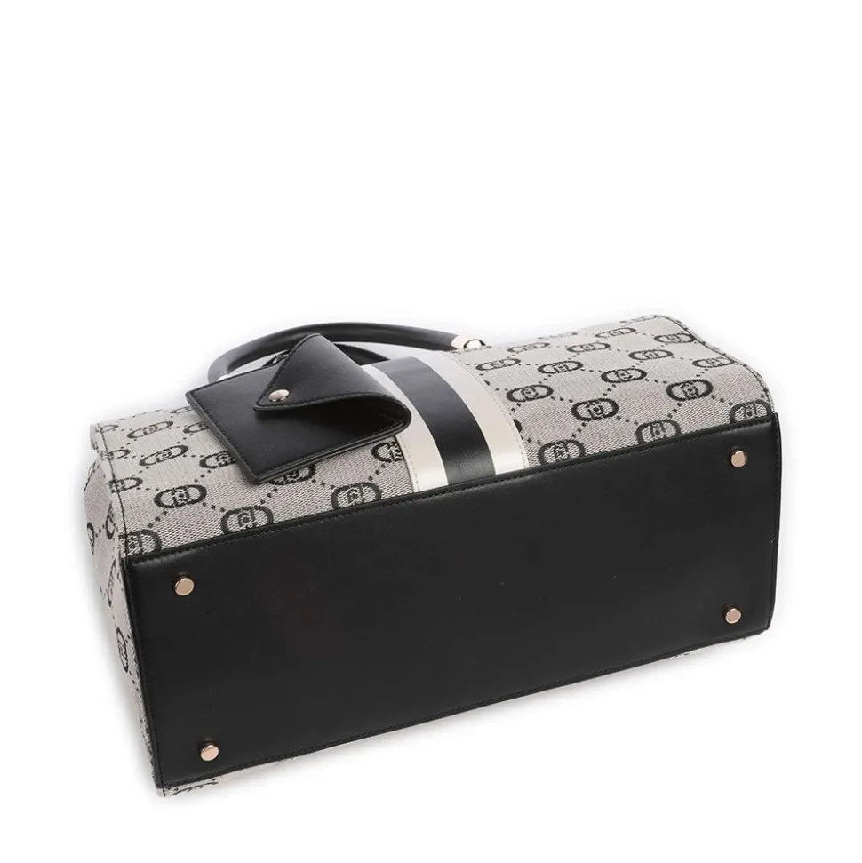 Borsa Donna a Mano LIU JO in Tessuto Jacquard Monogram Nero