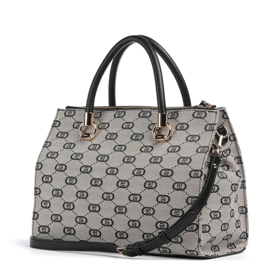 Borsa Donna a Mano LIU JO in Tessuto Jacquard Monogram Nero