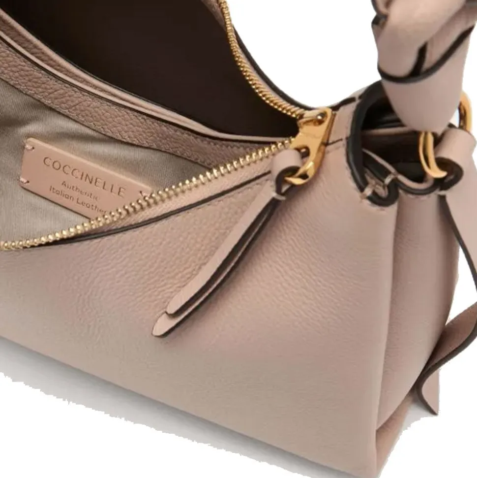 Borsa Donna a Spalla COCCINELLE in Pelle linea Boheme Small colore Rosette - Warm Taupe