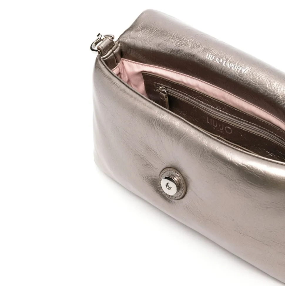 Borsa Donna a Spalla e Tracolla LIU JO linea La Puffy Imbottita Metallizzata color Mocha