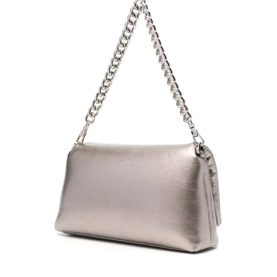 Borsa Donna a Spalla e Tracolla LIU JO linea La Puffy Imbottita Metallizzata color Mocha