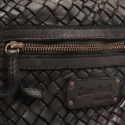 Borsa Donna a Spalla e Tracolla GIANNI CONTI in Pelle Intrecciata Nera