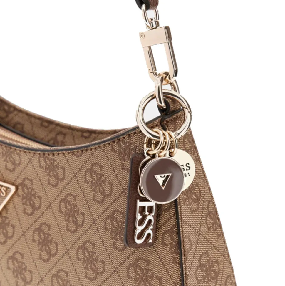Borsa Donna a Spalla GUESS Linea Noelle colore Latte Logo - Brown Misura Piccola