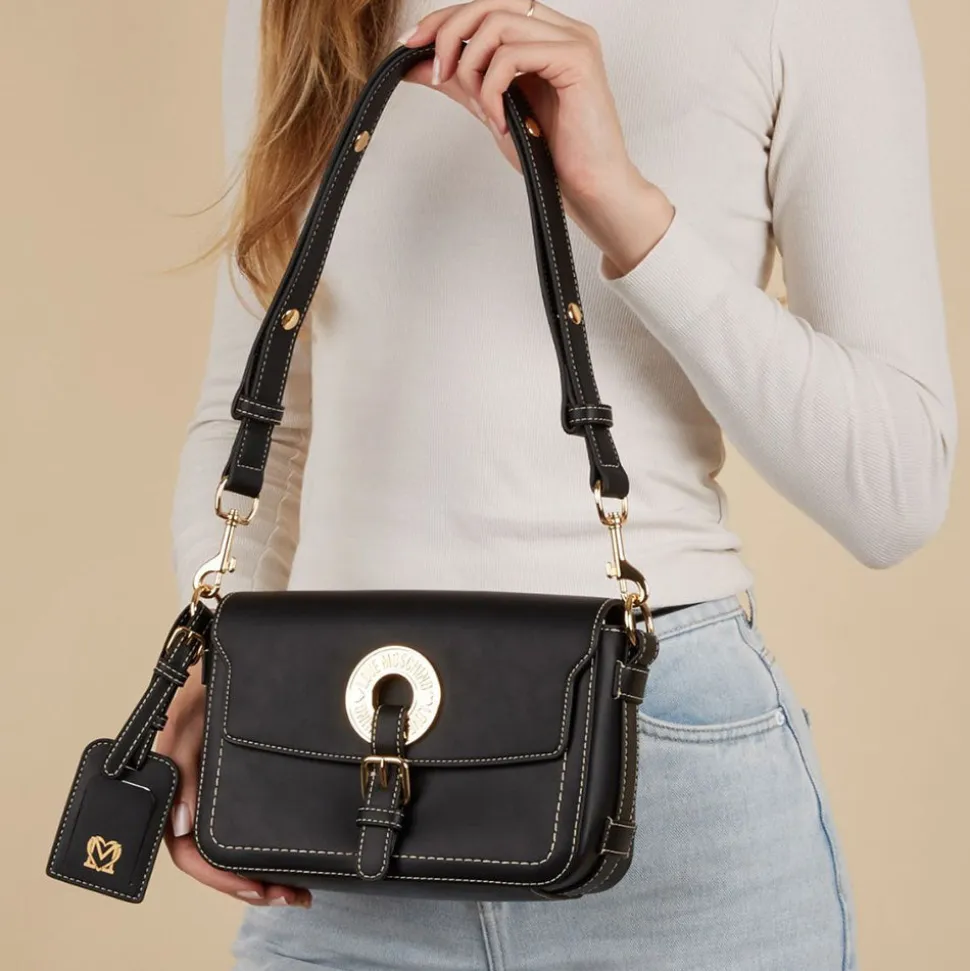 Borsa Donna a Tracolla LOVE MOSCHINO linea Logo Eyelet Nera