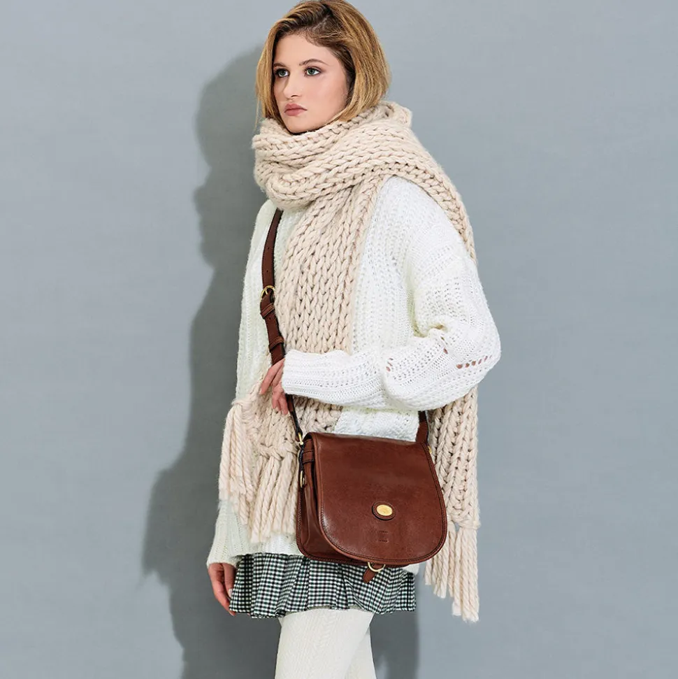 Borsa Donna a Tracolla Media THE BRIDGE linea Biba in Pelle Marrone