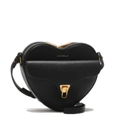 Borsa Donna a Tracolla Mini COCCINELLE a Forma di Cuore in Pelle Nera linea Beat Soft