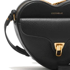 Borsa Donna a Tracolla Mini COCCINELLE a Forma di Cuore in Pelle Nera linea Beat Soft