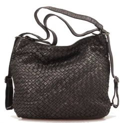 Borsa Donna con Portabilità a Zaino GIANNI CONTI in Pelle Intrecciata Nera