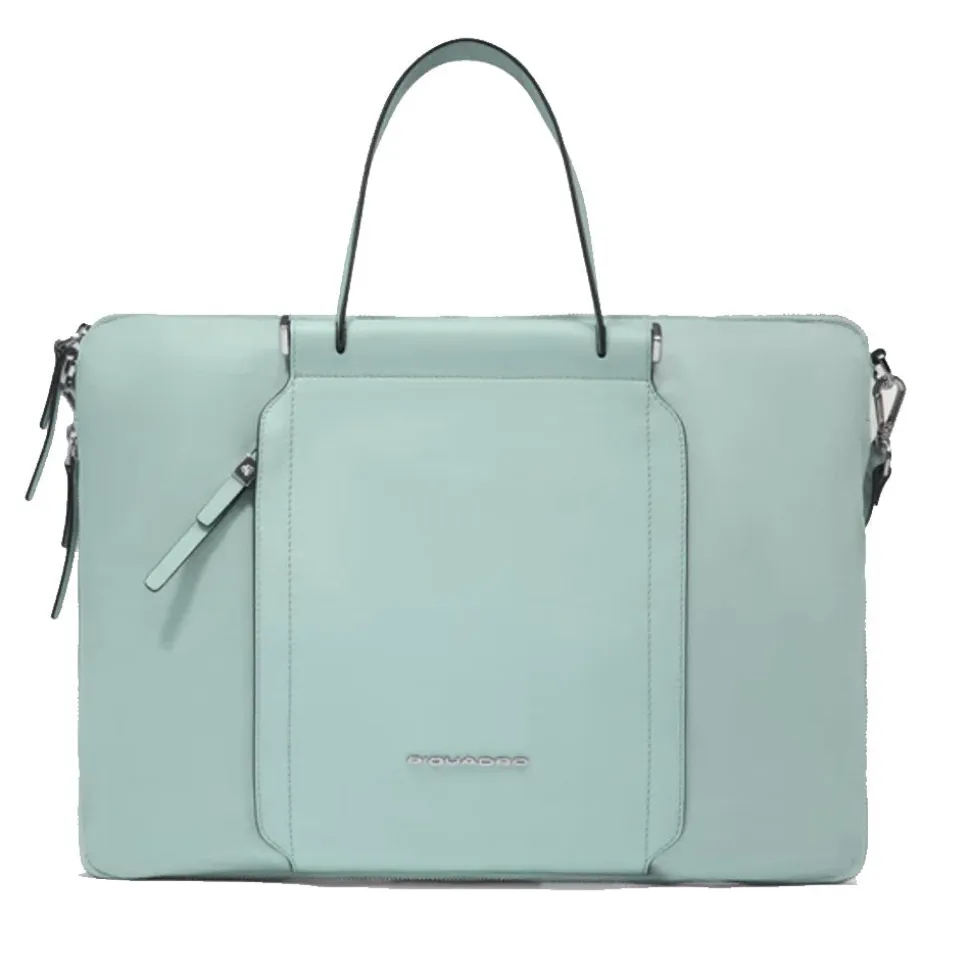 Borsa Donna da Lavoro PIQUADRO linea Circle in Pelle e Tessuto Verde - CA4021W92T