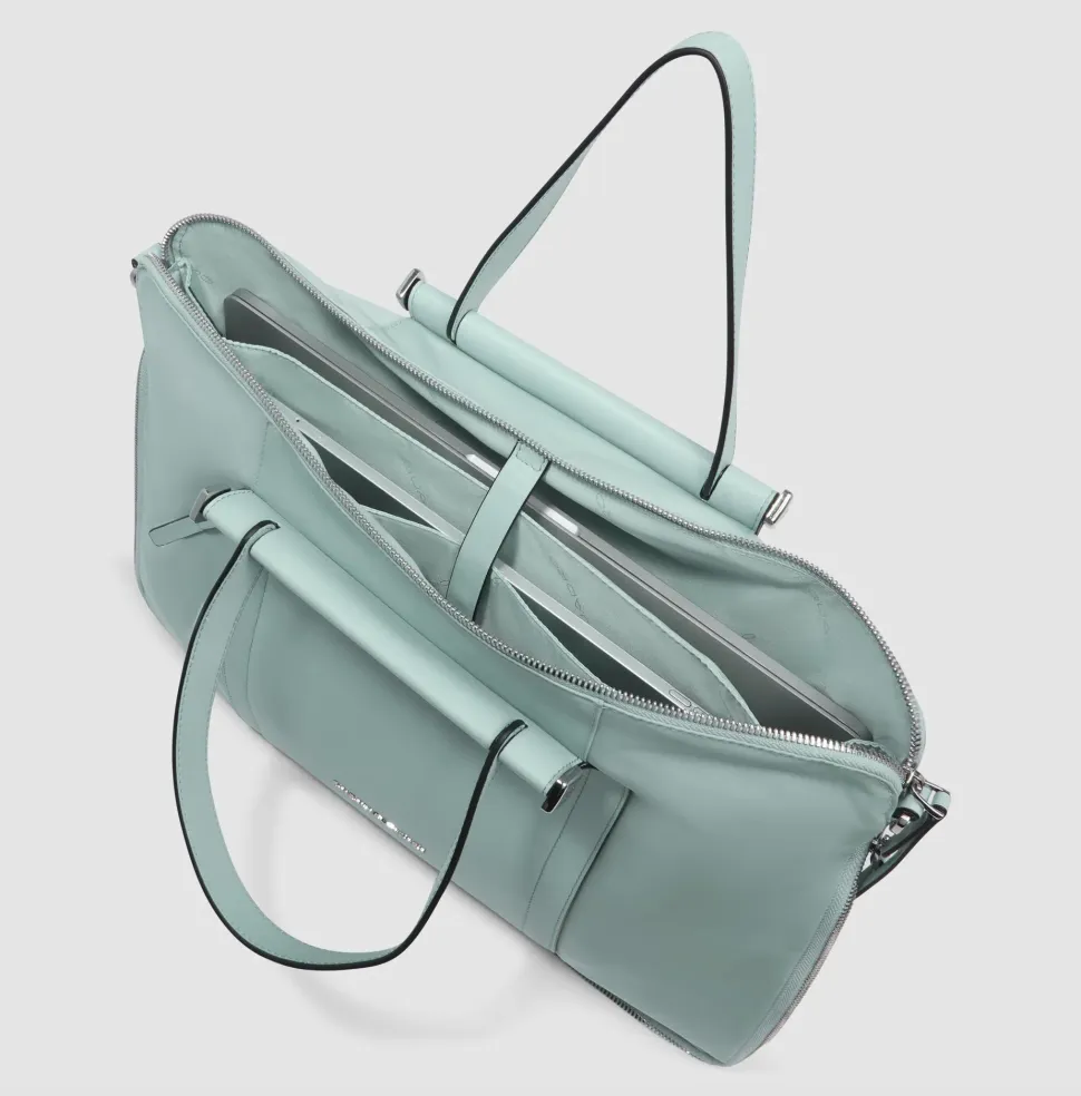 Borsa Donna da Lavoro PIQUADRO linea Circle in Pelle e Tessuto Verde - CA4021W92T