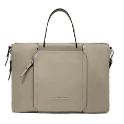 Borsa Donna da Lavoro PIQUADRO linea Circle in Pelle e Tessuto Beige - CA4021W92T