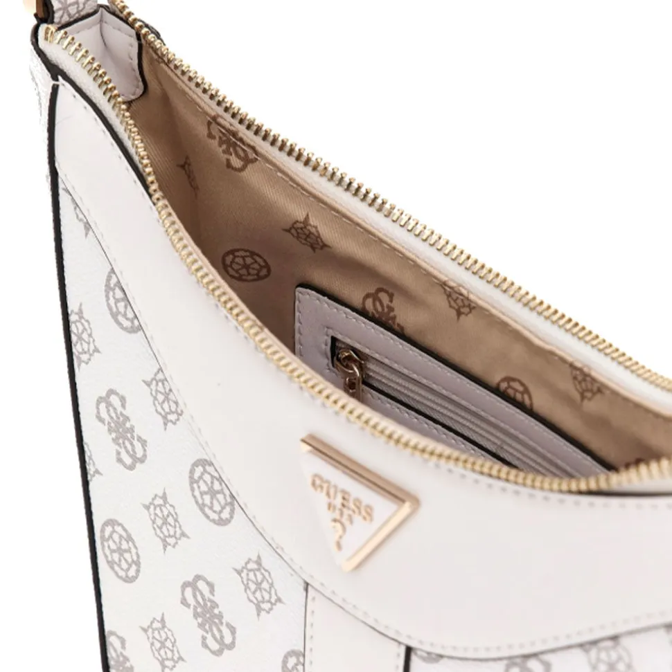 Borsa Donna Hobo a Spalla GUESS Linea Dorys Colore White Logo
