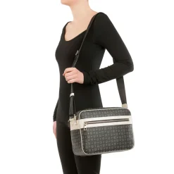 Borsa Donna Messenger POLLINI Linea Heritage Logo Classic Nero e Avorio