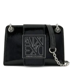 Borsa Donna Mini a Tracolla Chiusa con Patta e Clip ARMANI EXCHANGE Colore Nero