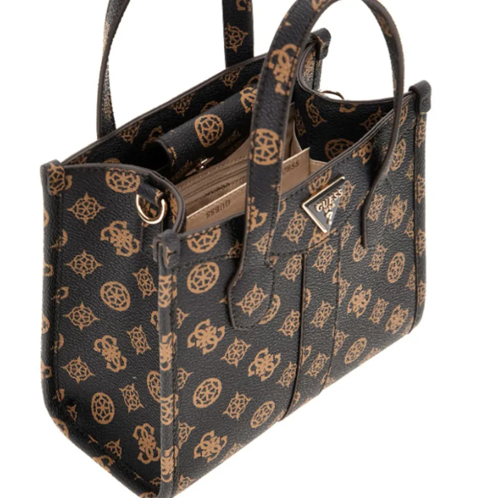 Borsa Donna Mini GUESS a Mano con Tracolla Linea Silvana Colore Mocha Logo