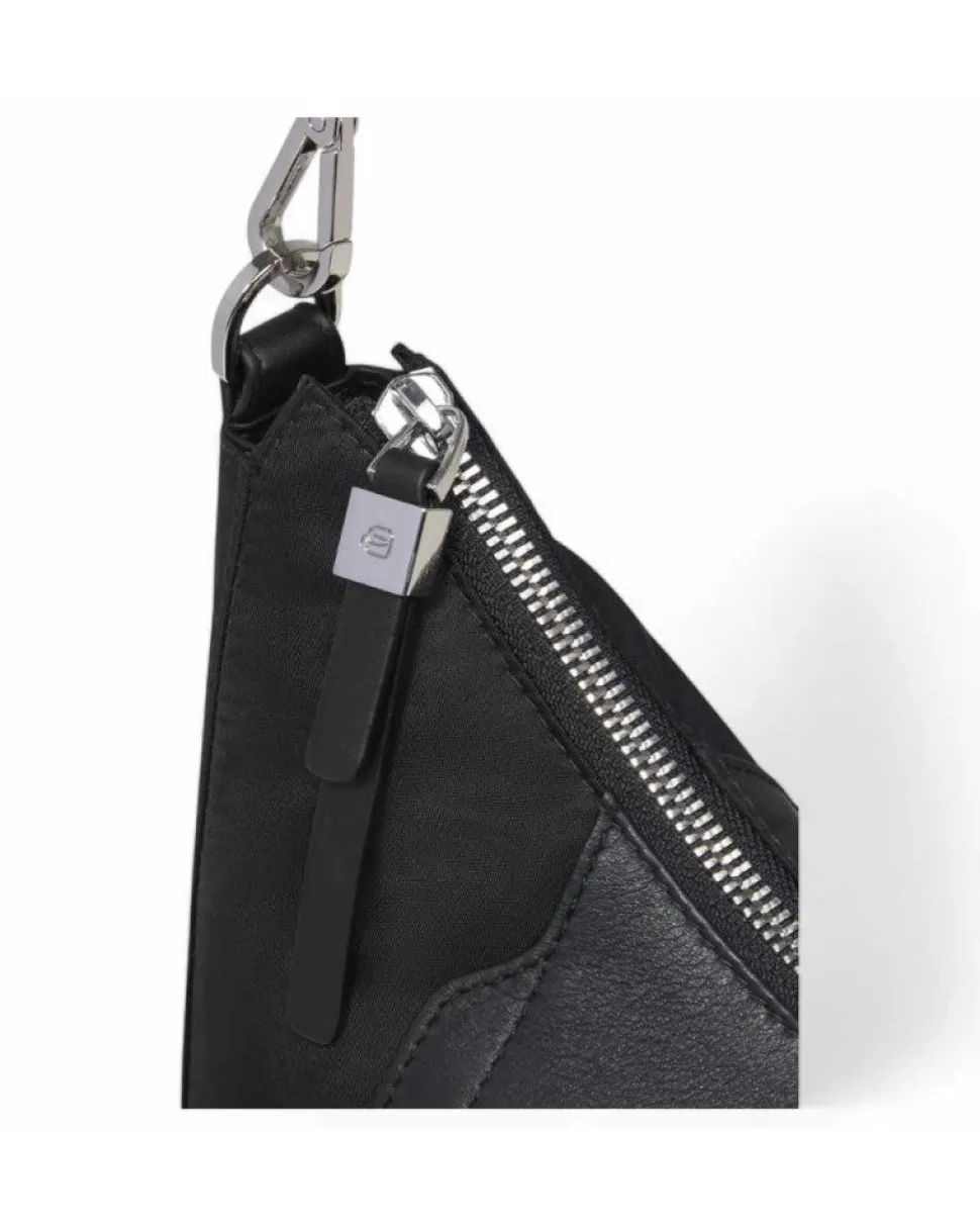 Borsa Donna PIQUADRO linea Circle in Tessuto Riciclato e Pelle Nera - BD6657W92T