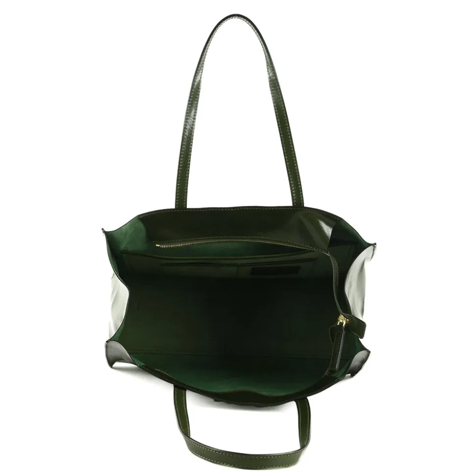Borsa Donna Shopper THE BRIDGE Linea Mirra in Pelle Verde Timo