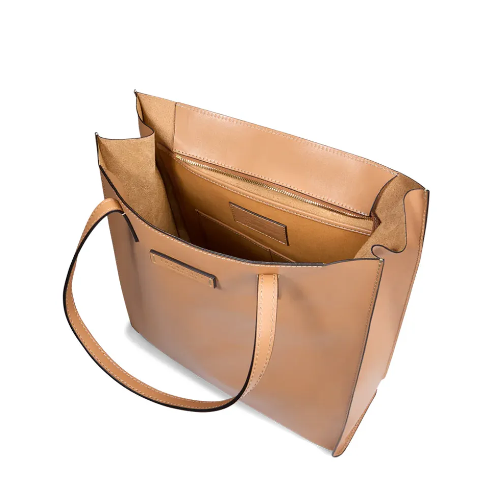 Borsa Donna Shopper Verticale THE BRIDGE linea Mirra in Pelle color Marzapane
