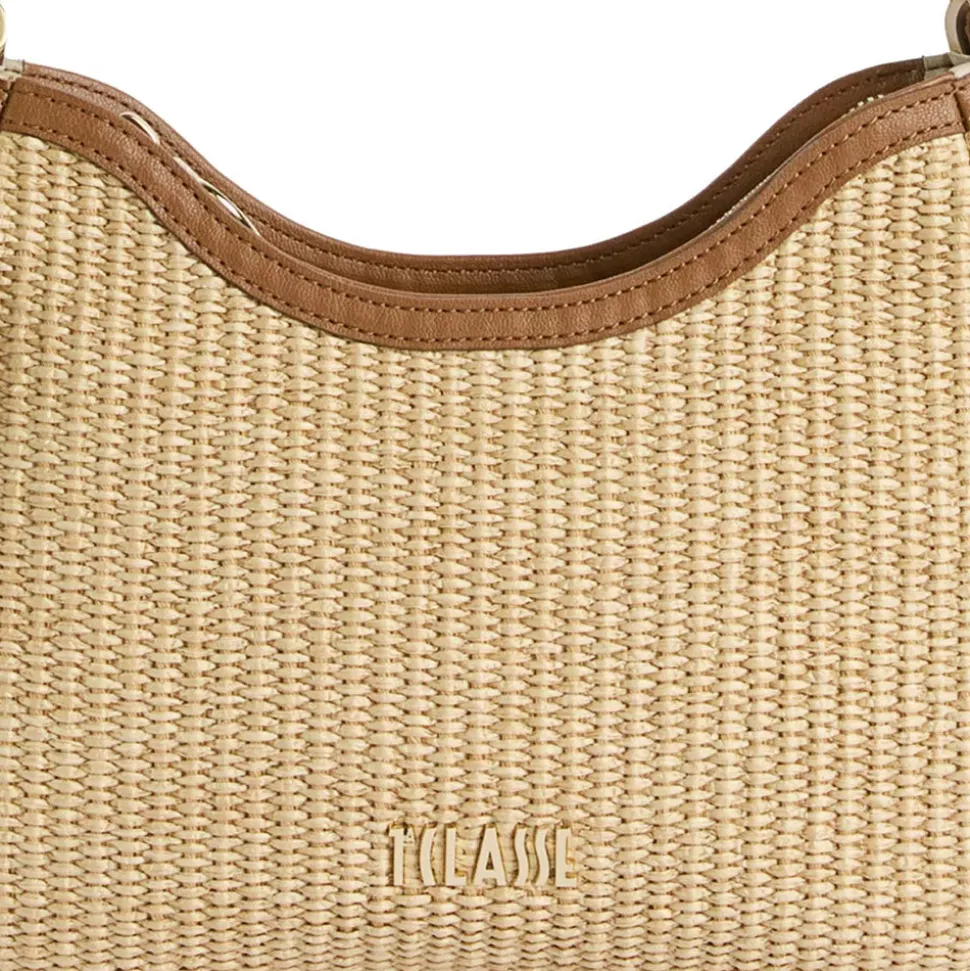 Borsa Sottospalla 1A Classe Alviero Martini linea Geo Bambù in Rafia colore Naturale LC96