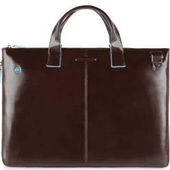 Cartella Sottile PIQUADRO con Porta Pc 15" Espandibile in Pelle Mogano Linea Blue Square - CA4021B2