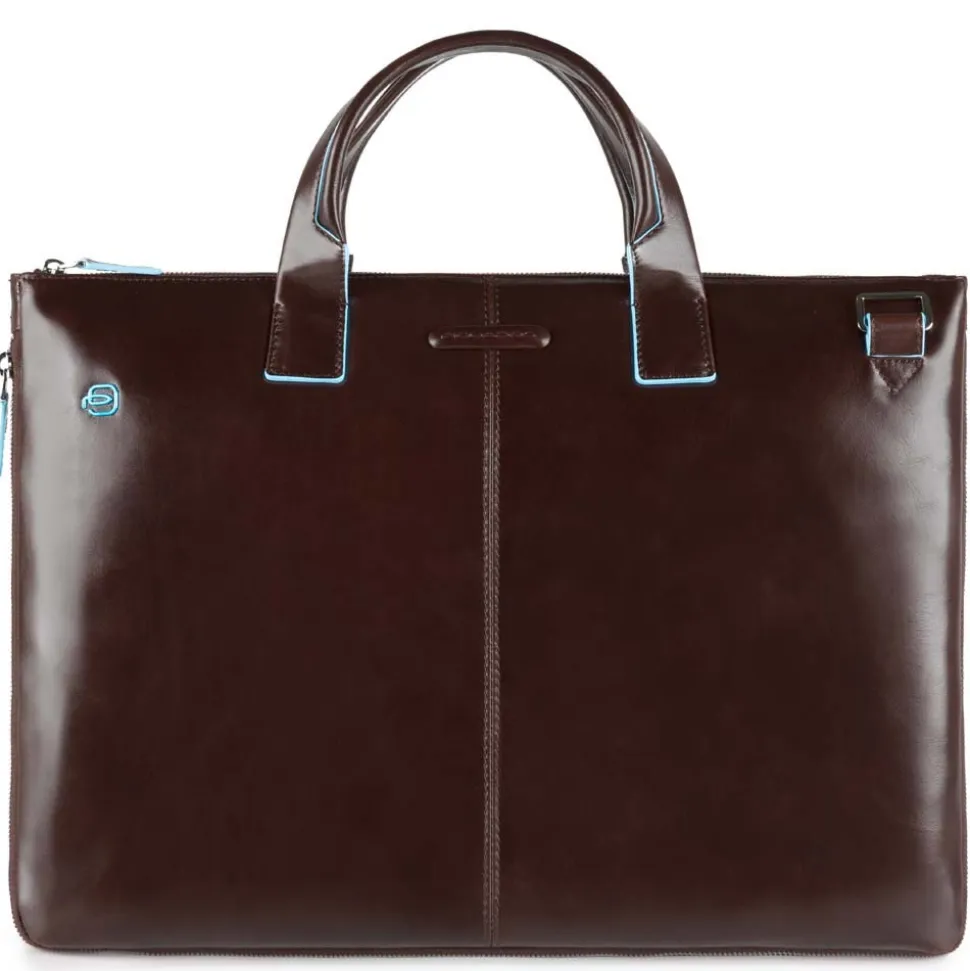 Cartella Sottile PIQUADRO con Porta Pc 15" Espandibile in Pelle Mogano Linea Blue Square - CA4021B2