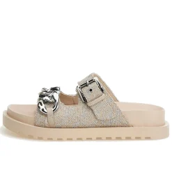 Ciabatte Donna GUESS Linea Fatema Colore Beige - Silver con Doppia Fascia