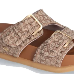 Ciabatte Doppia Fascia LIU JO Loren 09 in Denim stampa Monogram Beige
