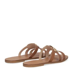 Ciabatte Flat LIU JO Saba 11 in Pelle color Cuoio con Maxi Logo