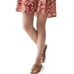 Ciabatte Flat LIU JO Saba 11 in Pelle color Cuoio con Maxi Logo