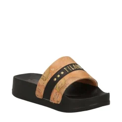 Ciabatte Platform 1A Classe Alviero Martini in Gomma Nera con Fascia Geo Classic 2200