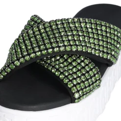 Ciabatte Platform Donna LIU JO Lovely Sandal 02 Nere con Strass Verdi
