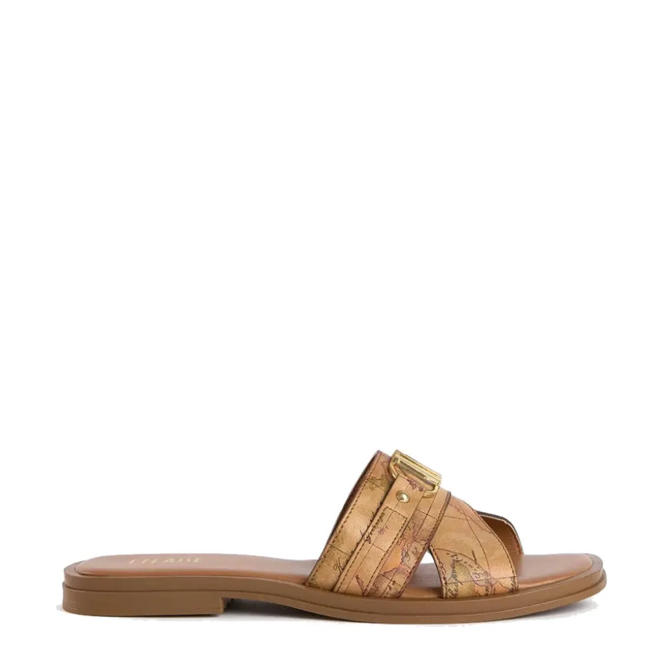 Ciabattina Flat 1A Classe Alviero Martini in Eco Nappa stampa Geo Classic con Logo 1082