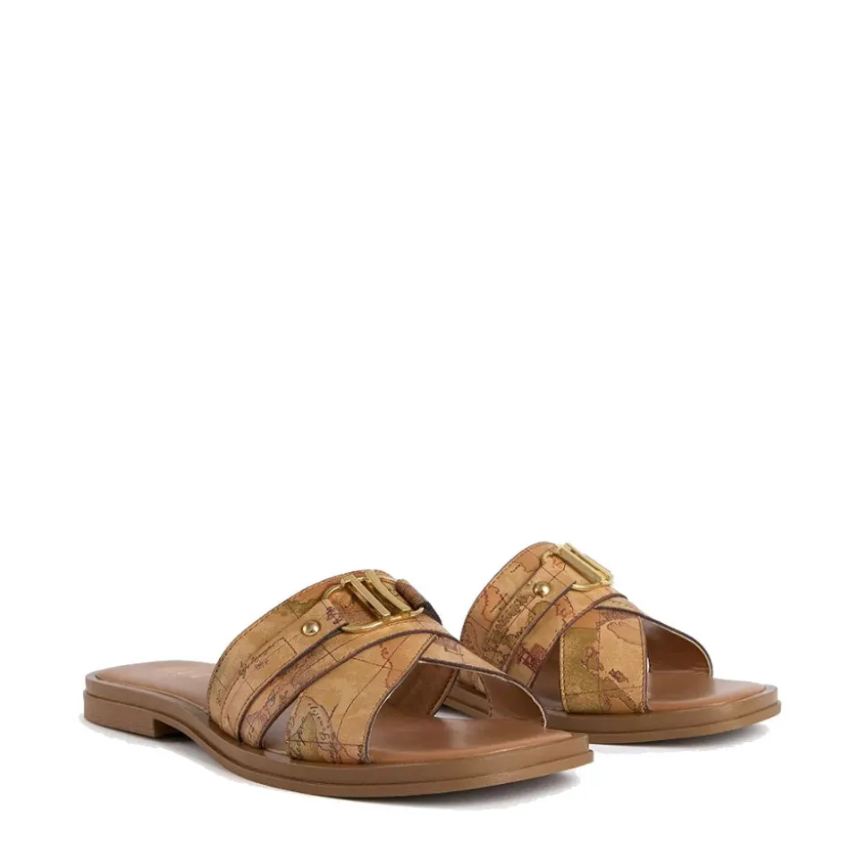 Ciabattina Flat 1A Classe Alviero Martini in Eco Nappa stampa Geo Classic con Logo 1082