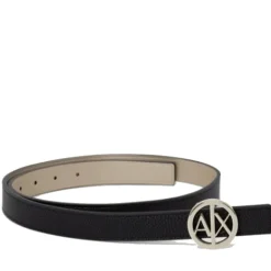 Cintura Donna ARMANI EXCHANGE Reversibile con Fibbia Tonda Colore Nero - Oro