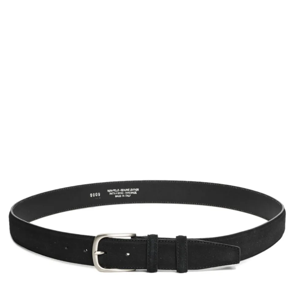 Cintura Uomo in Camoscio Nero 3,5cm - Made in Italy