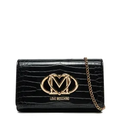 Clutch Donna con Tracolla LOVE MOSCHINO stampa Croco Nera