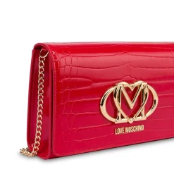 Clutch Donna con Tracolla LOVE MOSCHINO stampa Croco Rossa